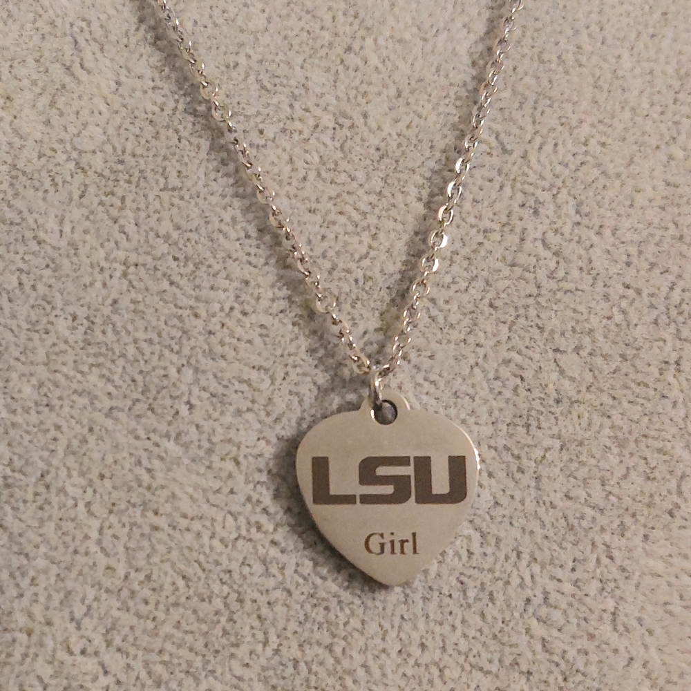 Stainless LSU Girl Heart Necklace
